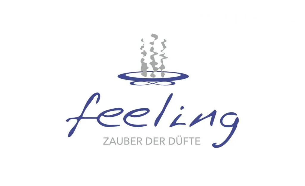 Logo von feeling – Zauber der Düfte mit stilisierter Duftschale